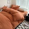 Bed Linen Solid Cotton Bedding Set with Sheet Duvet Cover Pillowcases Single Couple Bedsheet King Queen Double Twin Size