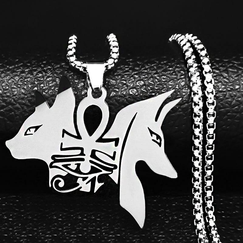 Gothic Ankh Cross Amulet Pendant Egyptian Necklace Women Stainless Steel Symbol of Life Cross Punk Necklaces Jewelry Gift N7078S