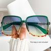 Retro 1970er Übergroße Quadratische Modebrille - Blau & Rosa Farbverlaufsgläser, Metallrahmen Unisex Modebrille für Damen