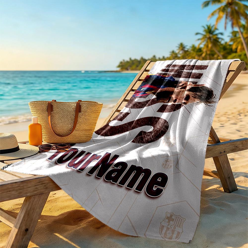 Messi Personalized Text Beach Towel Super Soft Microfiber Quickdry Fabric Ideal for Travel Outdoor Swim Pool Yoga Surf Camping Hiking Gym Gift Holiday