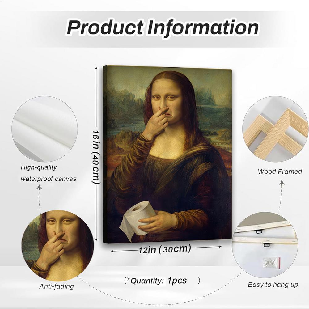 Women Wall Art Funny Humorous Female Figure Painting Retro Cover Nose Design Canvas Print for Home Hotel Apartment Dorm Decor