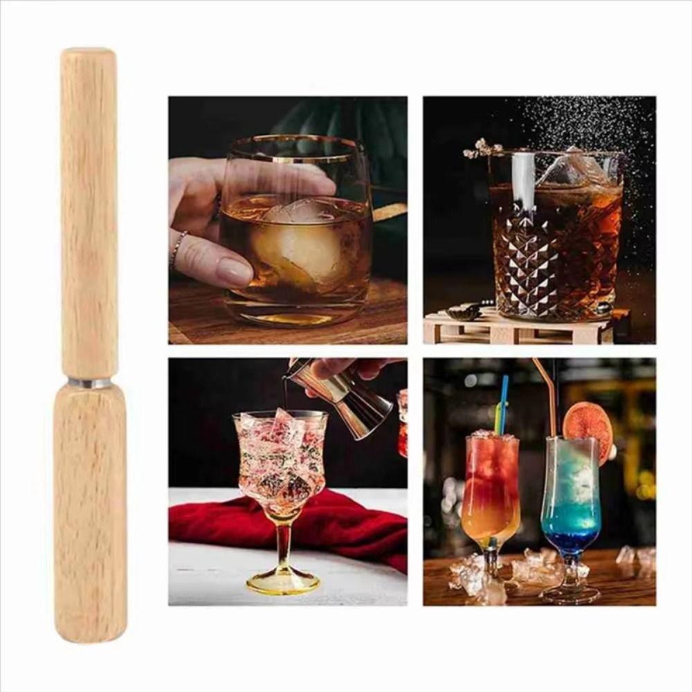 Wooden Handle Ice Crusher Stainless Steel Whiskey Ice Tool Whiskey Ice Tool Ice Shaver Bartender