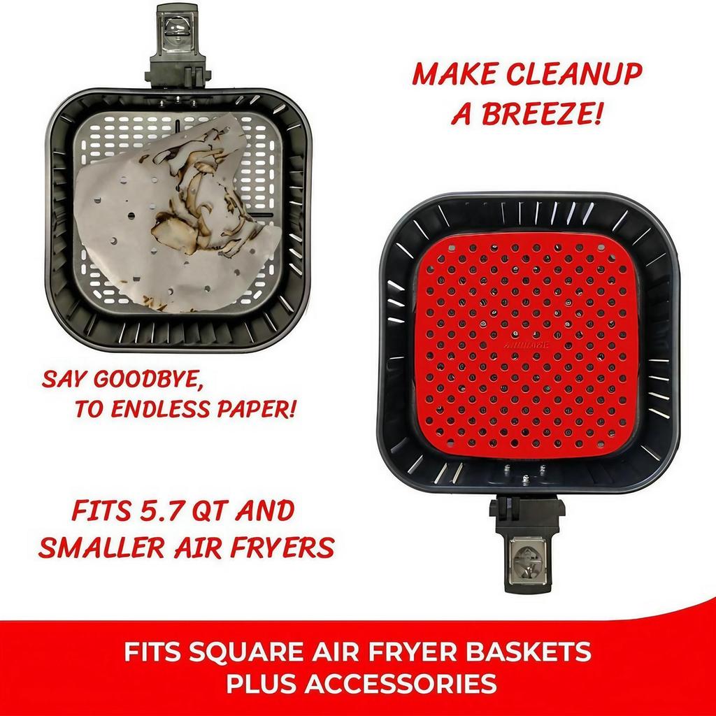 Reusable Non Stick Silicone Air Fryer Liners Perforated Waterproof Baking Mats for All Models 7 5 8 8 5 9 Inch