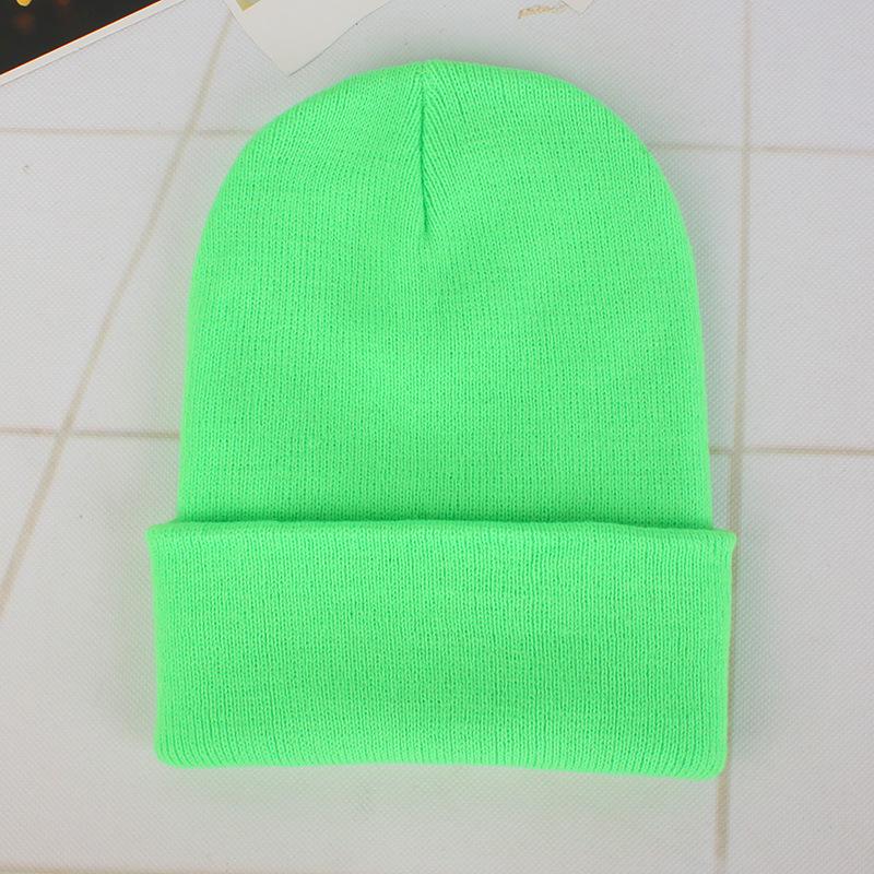 Unisex Fluorescent Acrylic Beanie – European and American Candy Color Knit Hat for Autumn and Winter