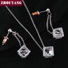 ZHOUYANG Top Quality ZYS059 Cube Silver Color Jewelry Necklace Earring Set Rhinestone Made with Austrian Crystal Health