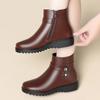 Short Boots, Autumn and Winter Cotton Shoes, Warm Boots, Women's Fleece-lined Leather Shoes, Middle-aged Women's Shoes