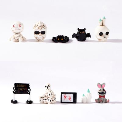 Mini Halloween Miniature Figurine Spider Bat Candle Skull Cartoon Scary Rabbit Statue Halloween Pranky Prop Desktop Knick-knack