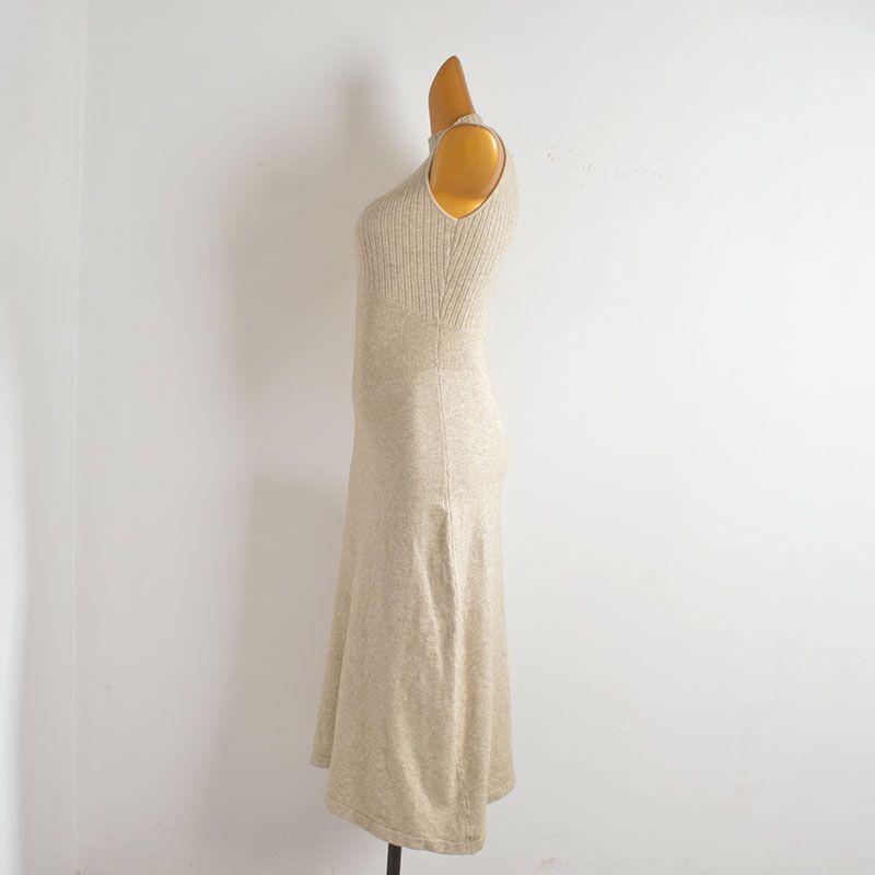 Pure Desire Style Sexy Half Turtleneck Sleeveless Knitting Dress Women's Autumn New Arrival Silm Slim Looking Sheath Fashion Long Skirt