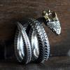 Snake Ring Male Dragon Snake Ring with Horns Live Mouth Multi-circle Ring Adjustable Retro Ethnic Style Zodiac