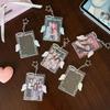Cute Acrylic Kpop Card Holder Keychain Angel Wing Album Binder Photo Frame Protective 3 Inch Idols Photocard Holder Bag Pendant