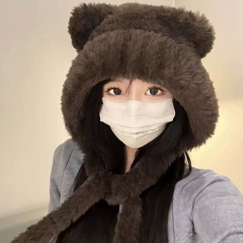 Cute plush bear ears plush hat ear protection