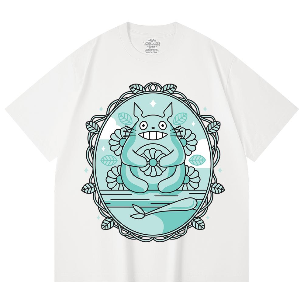 230 Gsm 100% Cotton Ghibli V6 Totoro Print Unisex Heavy Cotton T Shirt