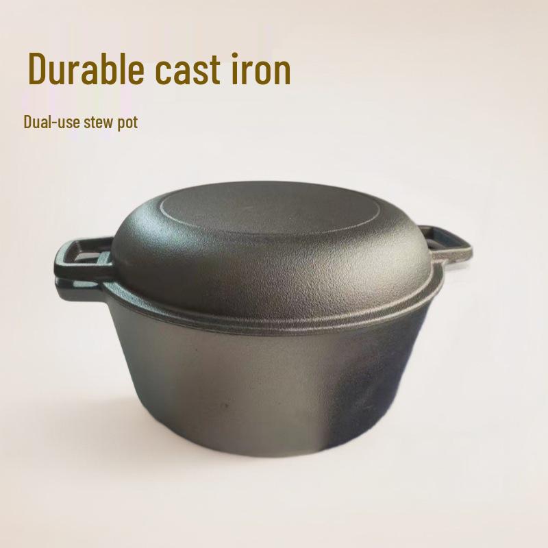26cm Non-Stick Cast Iron Dutch Oven & Frying Pan