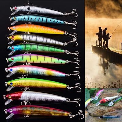Minnow 3D Eye Night  Fishing Lures Crank Baits Hooks of Bass Fishing Tackles