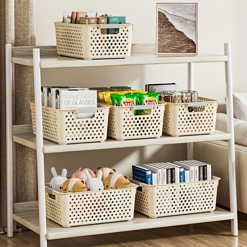 12pcs Stackable Plastic Storage Baskets Organizer with Handles Space-Saving Storage Boxes for Home Organization Shelf Baskets