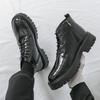 Men Motorcycle Casual Black Outdoor Retro Brown Leather Elevator Shoes High Boots Street Style Punk Boots Large Size