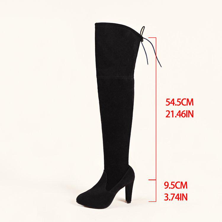Europäische & Amerikanische Übergrößen Over-the-Knee High Heel Spitz zulaufende einfarbige Lange Stiefel mit Seitenreißverschluss - Damen Stretch Stiefel für Herbst & Winter.