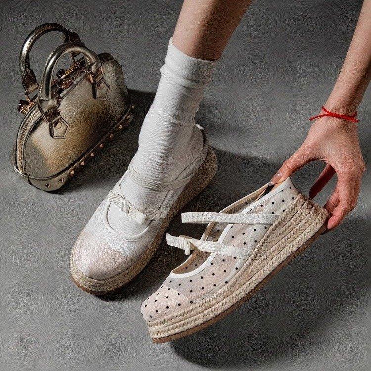 Mesh breathable single shoes women's new summer Korean version retro French fairy style temperament casual flat fisherman shoes