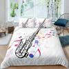 Saxophone Duvet Cover Set Rotating Musical Notes Bedding Set Musical Instrument Retro Jazz Music Twin 3D Quilt Cover for Kids963