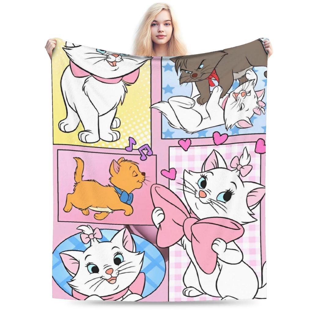 Aristogatos Marie Gato Mantas Tejidas Rosa Lana Manta de Tiro Verano Aire Acondicionado Portátil Suave Cálido Colcha