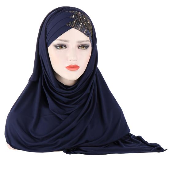 Women Soft Silk with Sequins Hijab Headwrap Headscarf Turban Hat Cap Headwear
