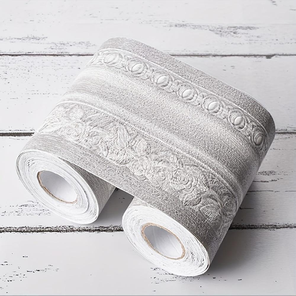1 Rotolo Bordura Carta da Parati 3D Grigia Impermeabile Autoadesiva - Design Peel-and-Stick, Ottima per Aggiungere un Tocco Stilistico alle Piastrelle di Cucina e Bagno