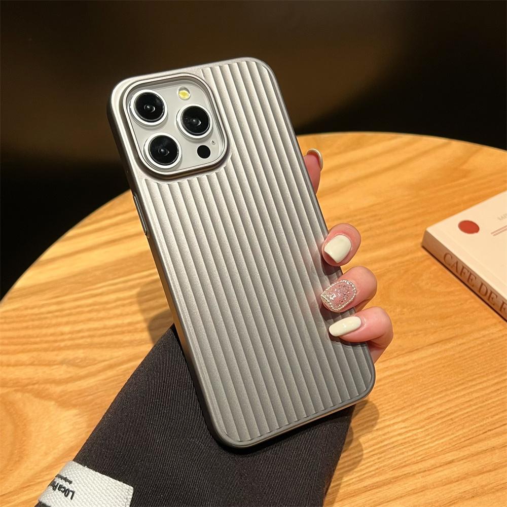 

Luxury Stripes Metallic Paint Armor Case For For Iphone 16 15 14 13 Pro Max Plus Shockproof Camera Protective Slim Matte PC Funda For iphone 15 Pro