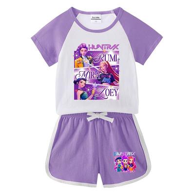 Barnens Kpop Demon Slayer Tvådelade Set: Kortärmad T-shirt & Shorts