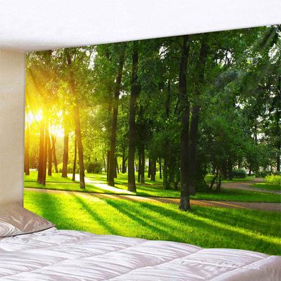 Sonnenschein Wald Wandteppich Naturlandschaft Wandbehang Hippie Zuhause Wohnzimmer Schlafzimmer Hintergrundtuch Poster Decke