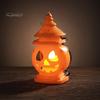 Safe Indoor Pumpkin Light Halloween Castle Lantern, Handheld Glowing Jack O Lantern Lamp for Kids, Spooky Party Decoration Prop, Night Toy Warm White