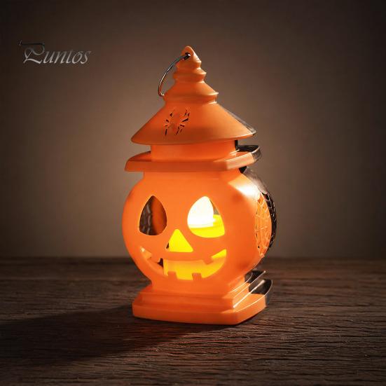 Safe Indoor Pumpkin Light Halloween Castle Lantern, Handheld Glowing Jack O Lantern Lamp for Kids, Spooky Party Decoration Prop, Night Toy Warm White