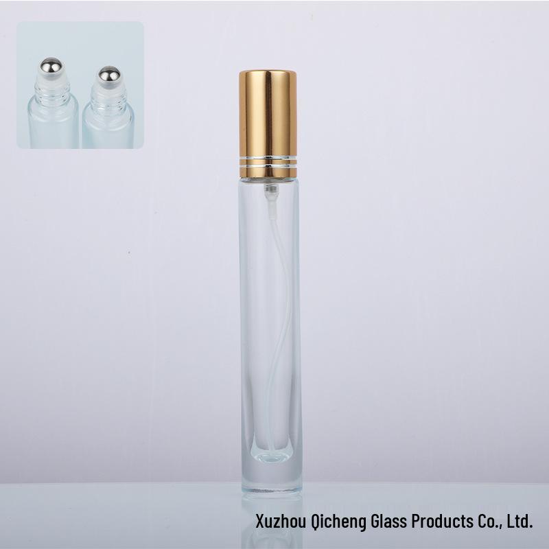 10ml Portable Glass Perfume Bottle with Spray, Roller Ball, and Lid - Silkscreen Compatible