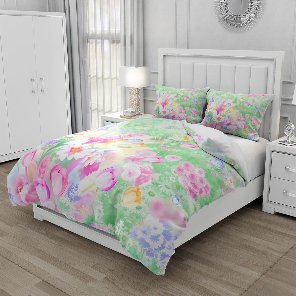Floral Duvet Cover Kit 3D Printed Ultra-fine Fiber Pillowcase 2024 New Wholesale Elegant and Simple Bedding Set And Soft Kit