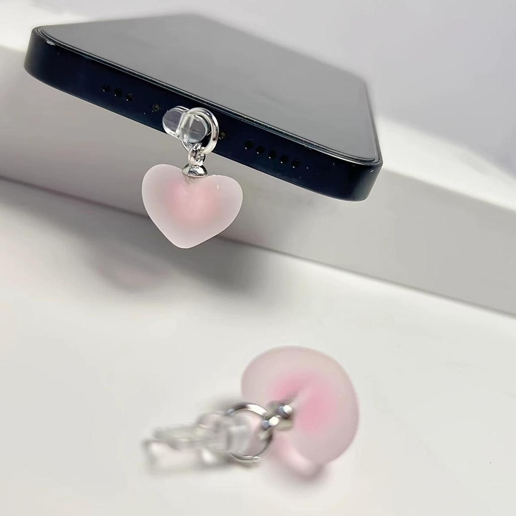 Gradient Heart Shaped Phone Dust Plug Pendant, Heart-Shaped Pendant Suitable for IPhone/Type-C Universal Phone Accessories
