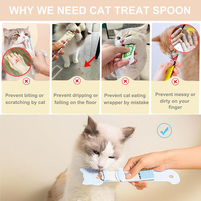 Cat Lick Spoon for Wet Food and Creamy Treats Portable No Mess Pet Feeding Tool for Cats Kittens Easy Clean Durable