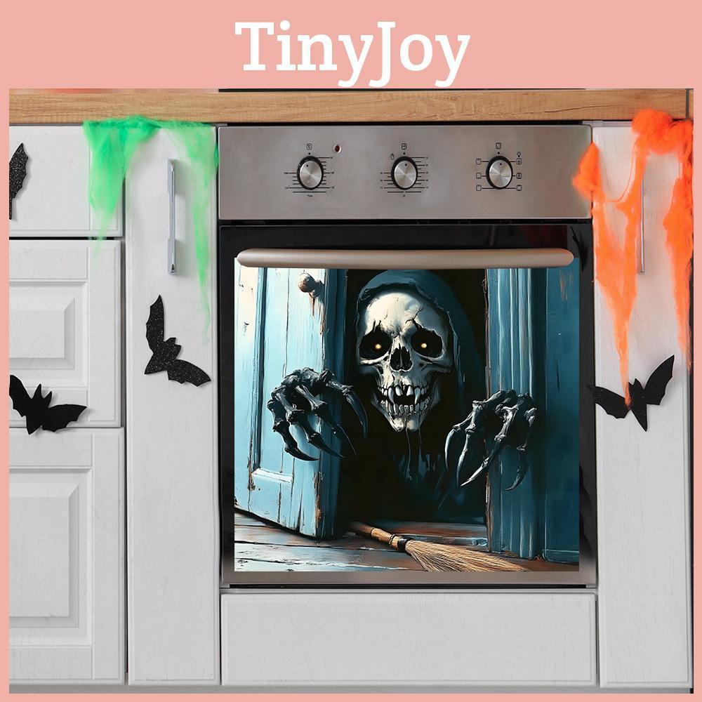 Halloween Smile Skeleton Open Door Glass Cabinet Kitchen Home Decor Stickers