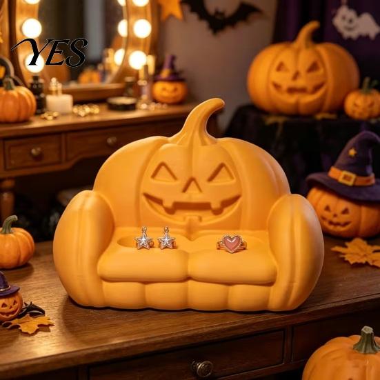 Ring And Earring Organizer Pumpkin Jewelry Storage Ornament, 3D Printed Halloween Small Accessory Sofa Shape, Handicrafts for Rings Earrings