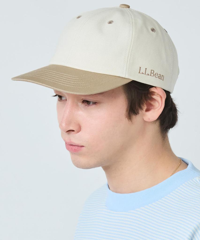 [L.L.Bean] Herren Zweifarbige Kappe aus Oxford-Stoff und Canvas, Größe L, Elfenbein/Grün, Weiß, CJ90201006