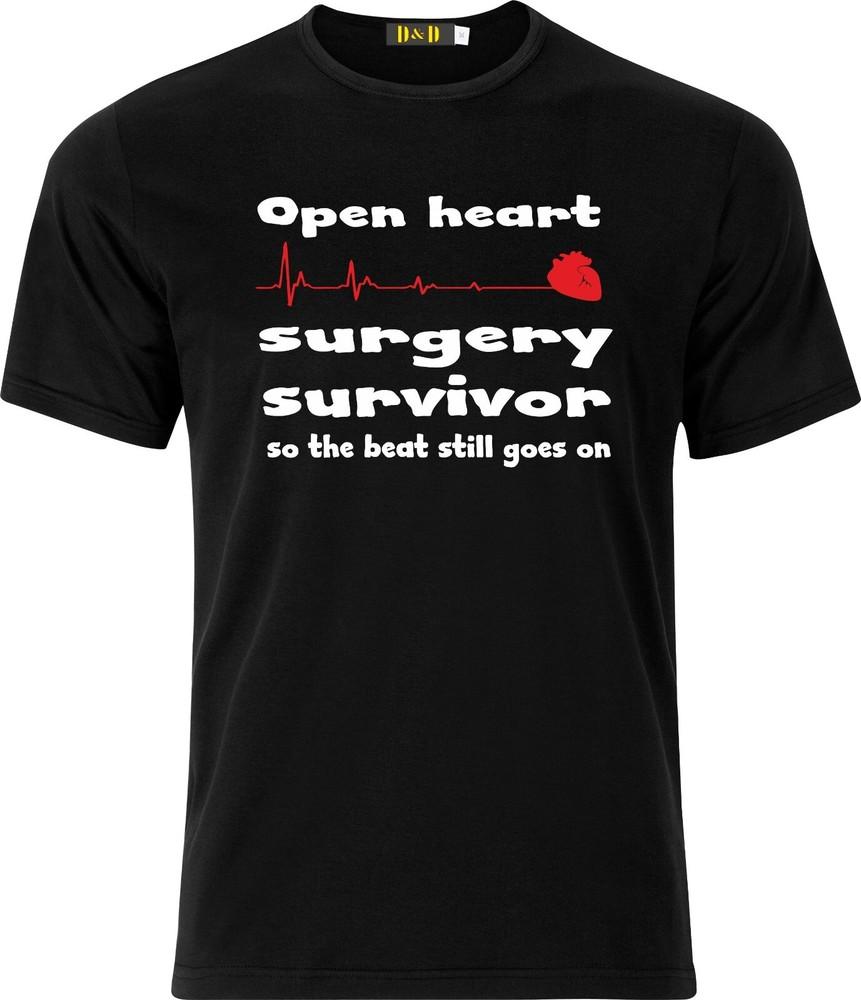 

Open Heart Surgery Survivor Full Colour D.T.F Black Cotton Adult T shirt S