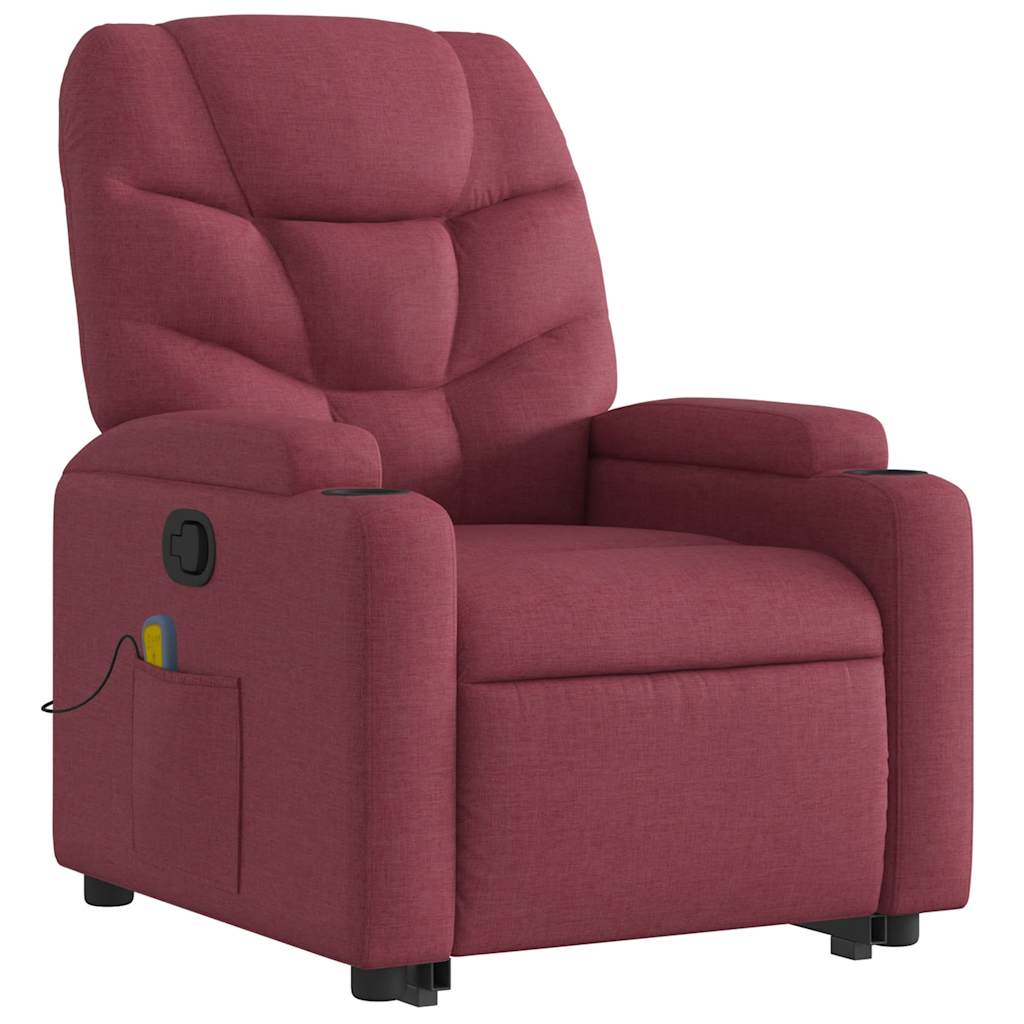Recliner Chair with Lift Function Wine Red Fabric