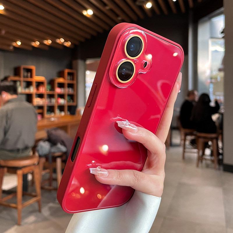 

Cute Candy Color Glossy Glass Back Case For iPhone 17 15 16 Pro Max 14 13 12 11 Camera Protector Anti-shock Cover for iPhone17 iPhone 11