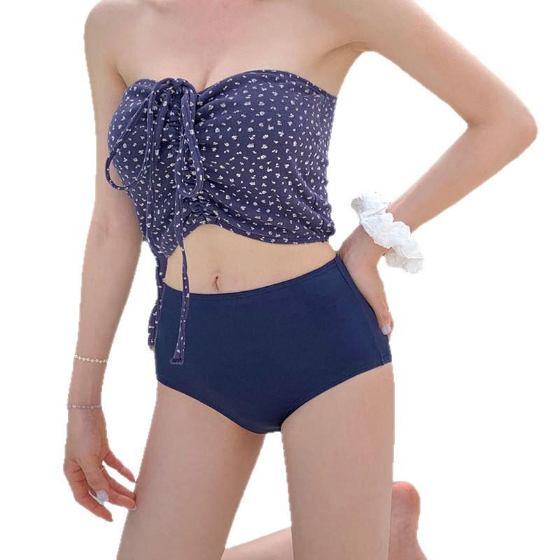 Japan-Korea Girly White Dots High-Waisted Bikini - Two-Piece Tummy-Covering Swimwear in Pure Desire Holiday Style