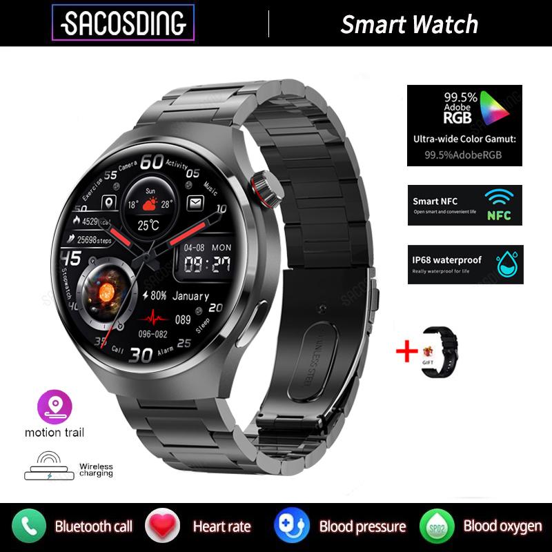 

Розумний годинник SACOSDING Чоловічий багатофункціональний NFC Bluetooth Дзвінок Спортивний Годинник для вимірювання частоти серцевих скорочень Артеріальний тиск AMOLED екран IP68 Водонепроникний годинник