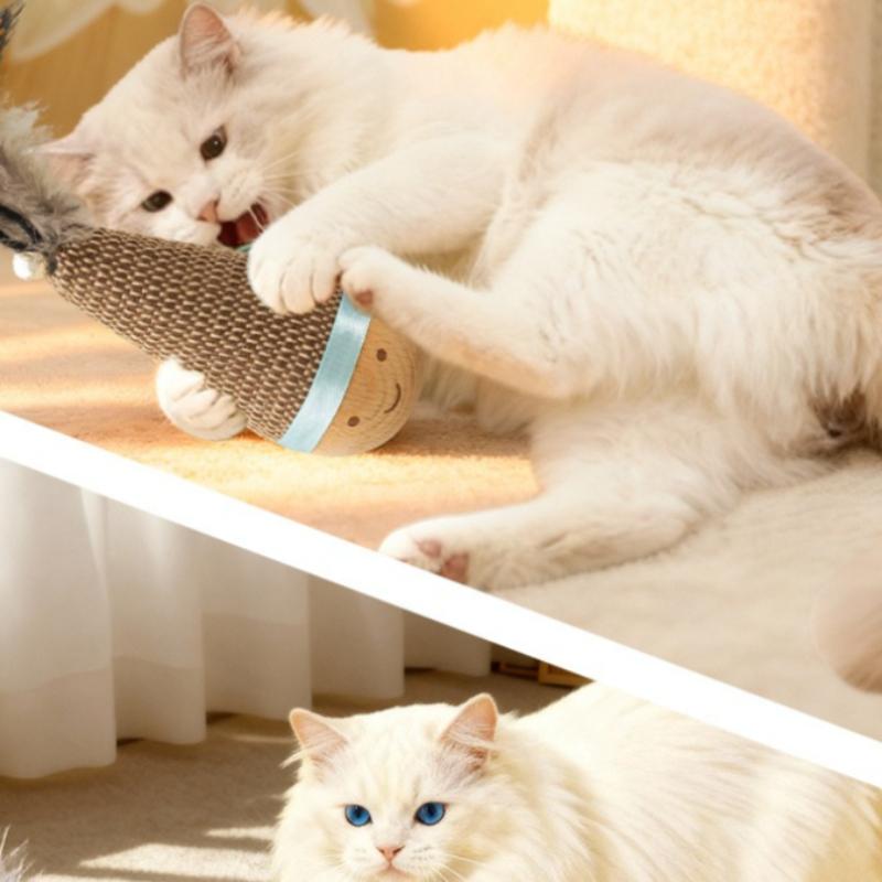 Tumbler Wobbler Toys for Cat Bite-resistant Chew Toy Feather Agave Teeth Cleaning Interactive Cat Toy Supplies