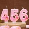 Pink Glitter Birthday Number Candles with Flamingos 1 Year Baby Birthday Cake Decorations