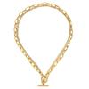 Minimalist Stainless Steel Double-Layer Square Chain Necklace with OT Toggle Clasp - Women's Hip Hop Jewelry