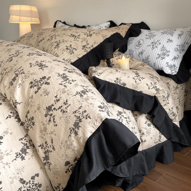 Spring/Summer Small Floral Lace Bedspread Set: 4-Piece, Skin-Friendly, Soft Imitation Cotton for Single Bed