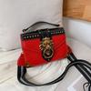 Female Fashion Handbags Popular Girls Crossbody Bags Totes Woman Metal Lion Head Brand Shoulder Purse Mini Square Messenger Bag