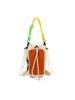 Women's Nylon Color Block One-Shoulder Crossbody Bag with Woven Lanyard, Lightweight and Stylish.