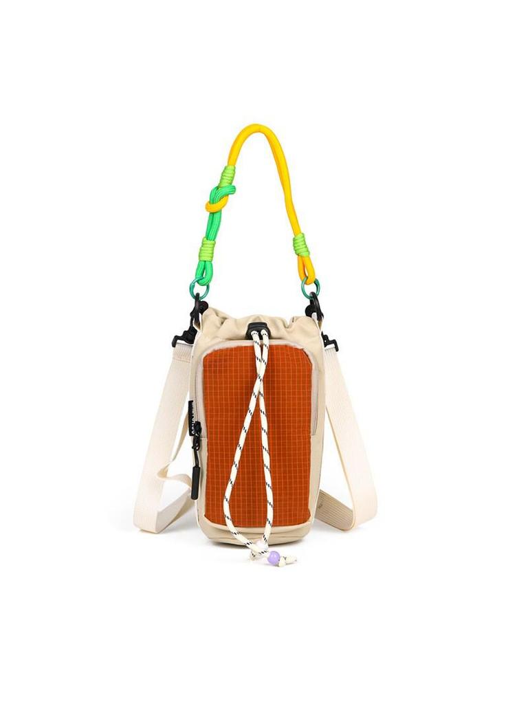 Women's Nylon Color Block One-Shoulder Crossbody Bag with Woven Lanyard, Lightweight and Stylish.